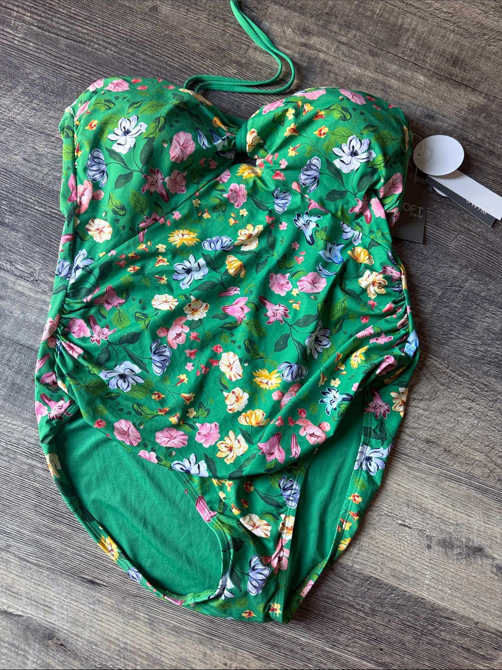 Womens Green Floral One-Piece Swimsuit